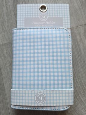 Martha Stewart Light Blue Gingham Passport Holder